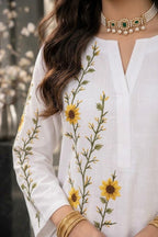 Khaas Sunflower White Cotton Kurti